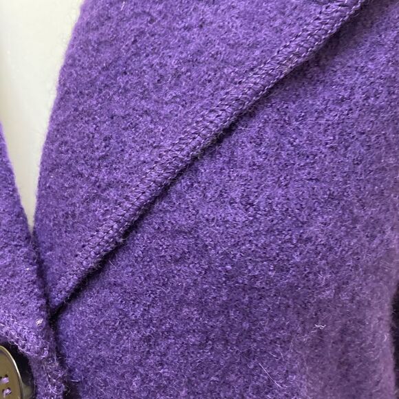 Spanner Deep Purple 100% Wool High Low Button Up Collared Blazer Shacket - Picture 6 of 7